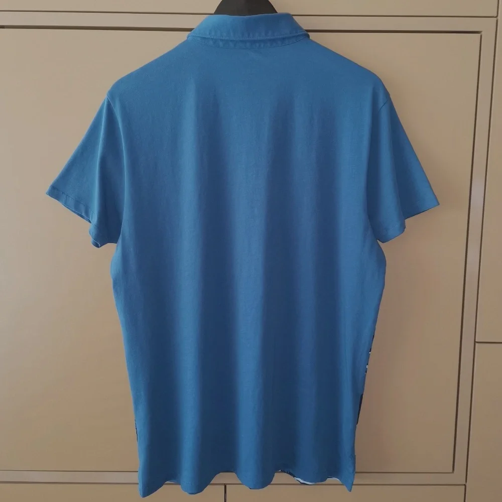 Bonobos Blue Palm Tree Slim Fit Polo Shirt -  (L) - Picture 8 of 8